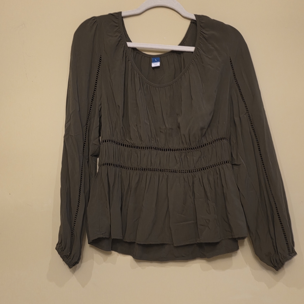 Old Navy Olive Green Blouse Size L